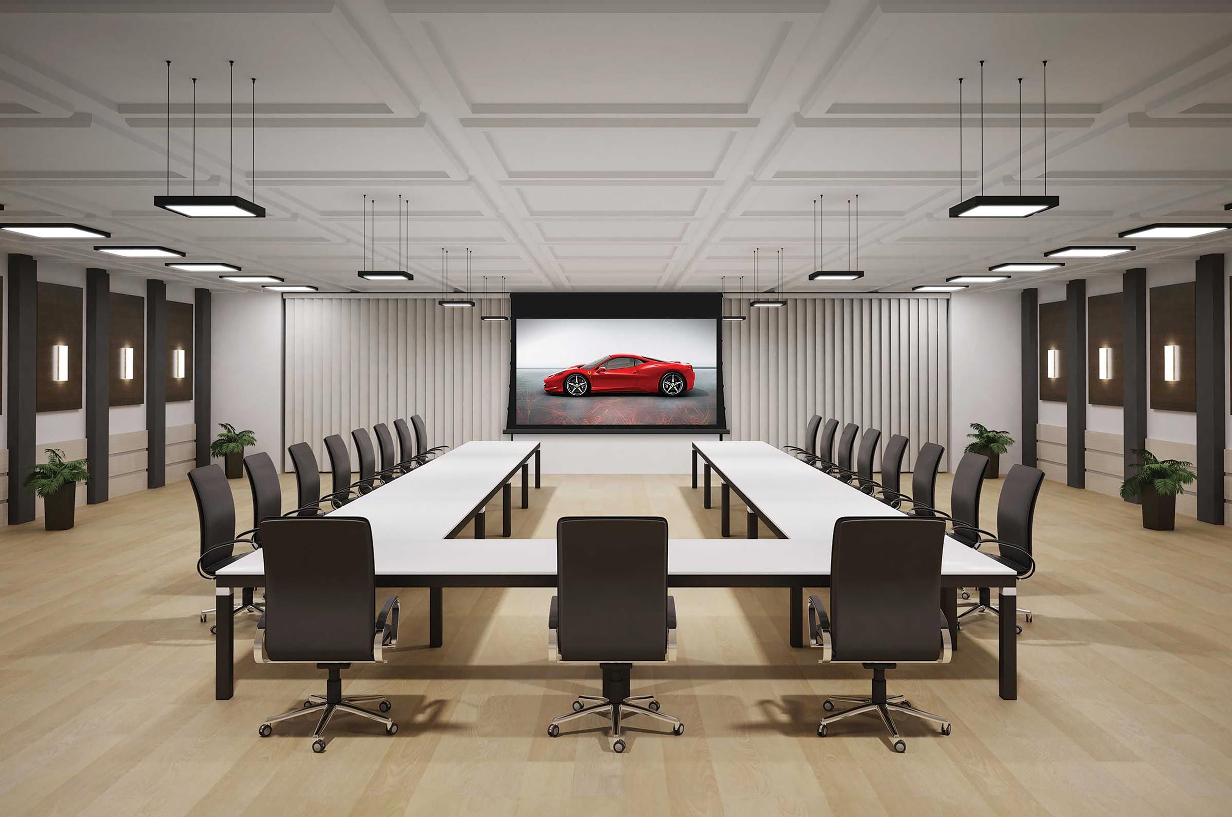Screen Innovations Screen in a Conference Room